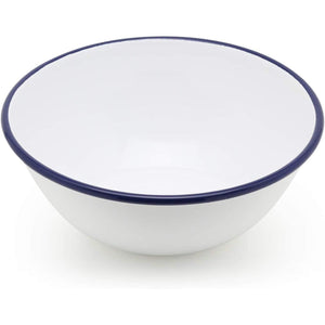 Tsuki Usagi White Enamel Bowl With Navy Blue Detailing - YOYO JAPAN