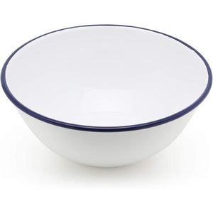 Tsuki Usagi White Enamel Bowl With Navy Blue Detailing - YOYO JAPAN