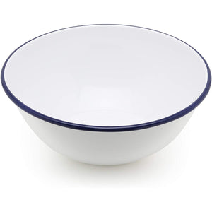 Tsuki Usagi White Enamel Bowl With Navy Blue Detailing - YOYO JAPAN