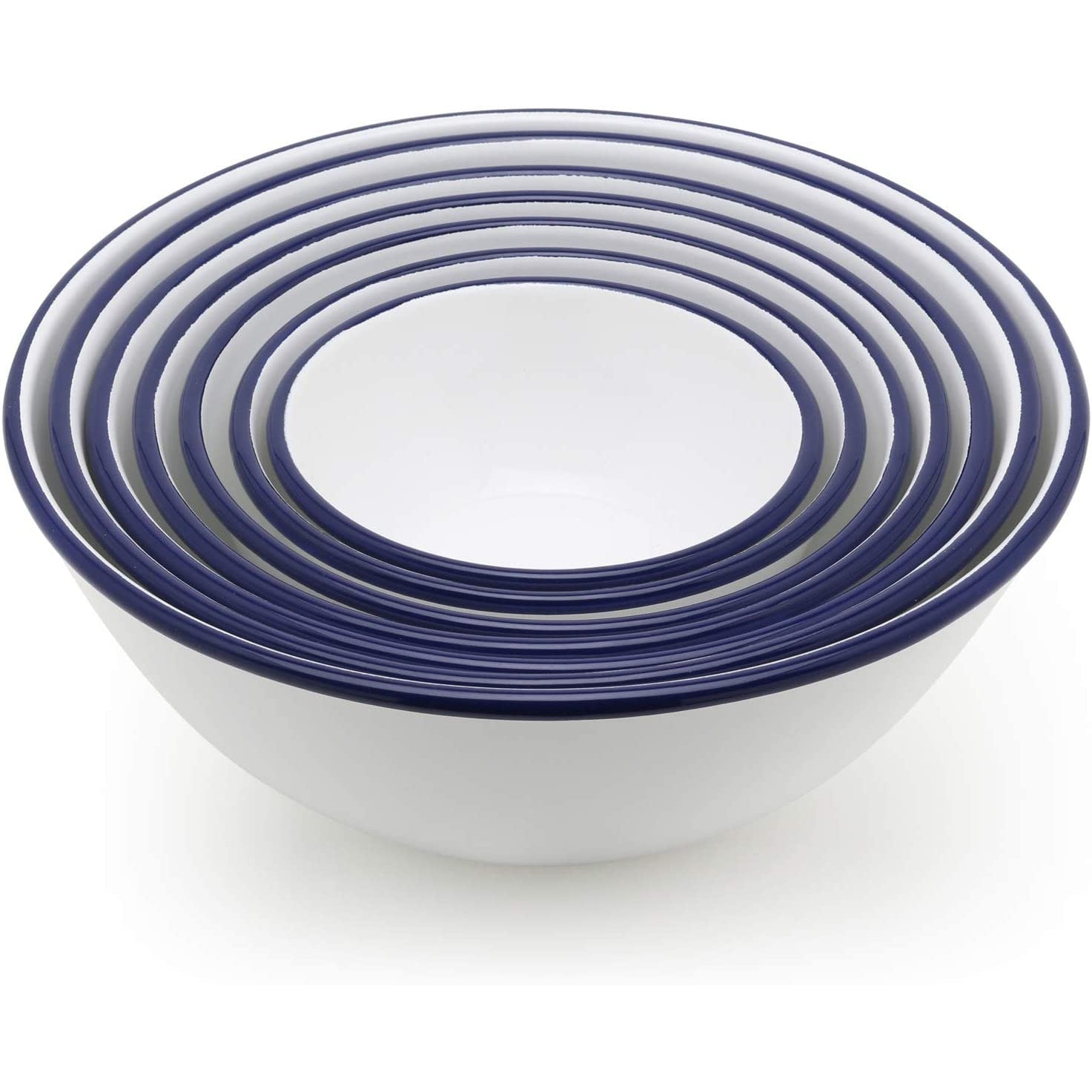 Tsuki Usagi White Enamel Bowl With Navy Blue Detailing - YOYO JAPAN