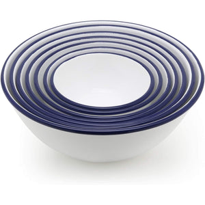 Tsuki Usagi White Enamel Bowl With Navy Blue Detailing - YOYO JAPAN