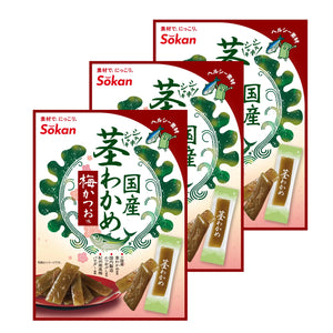 Ume Plum & Bonito Flavored Wakame Stems Seaweed Snack 63g (Pack of 3) - YOYO JAPAN