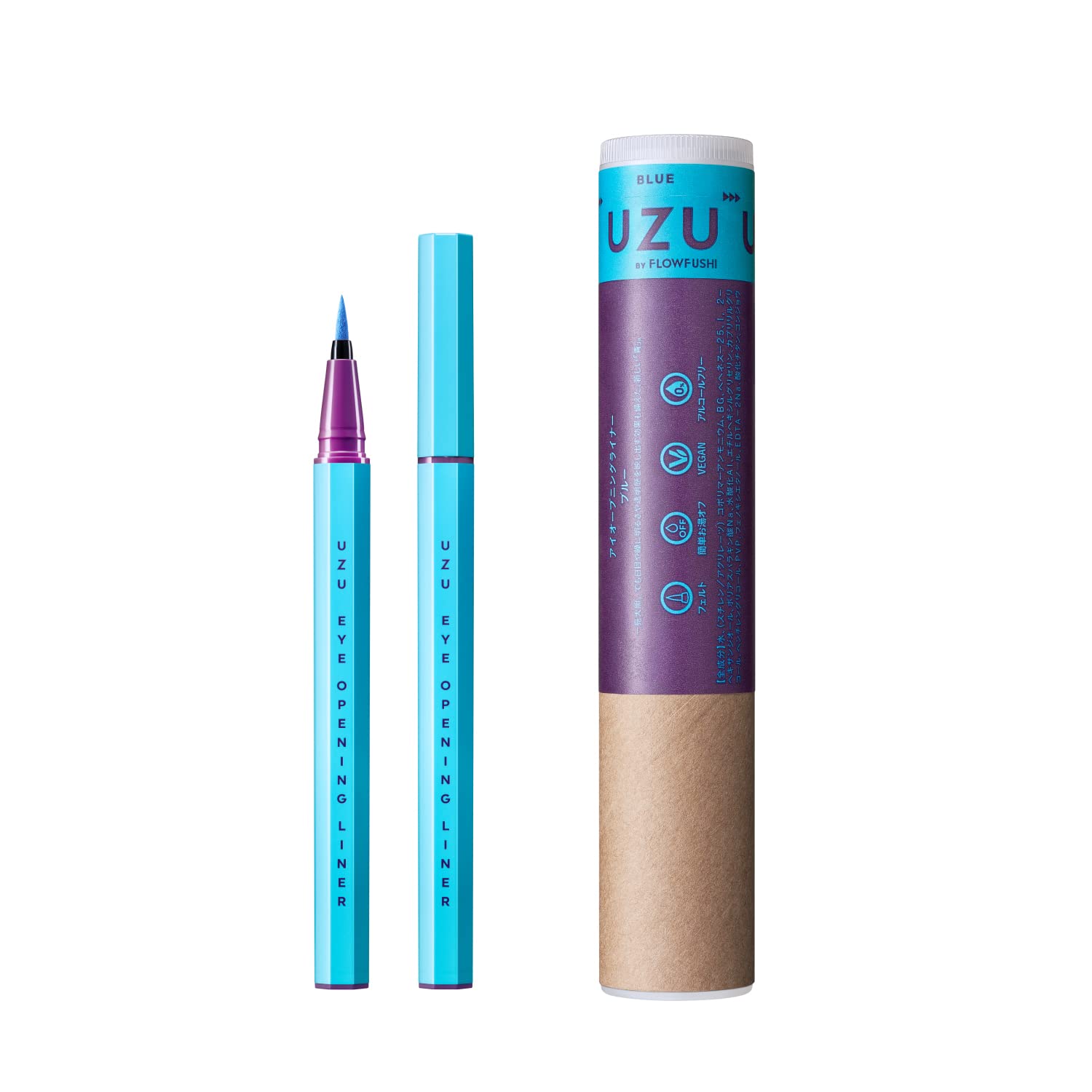 Uzu Flowfushi Eye Opening Liner Blue Japan Liquid Eyeliner Alcohol Free Dye Free Hypoallergenic - YOYO JAPAN