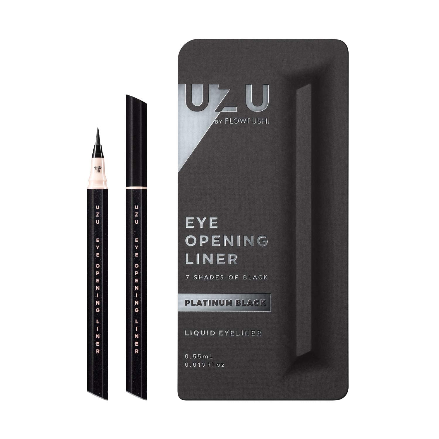 Use Brand Uzu Flowfushi Platinum Black Liquid Eyeliner Hypoallergenic Hot Water Off - YOYO JAPAN