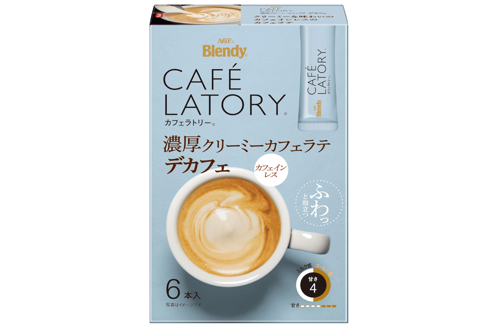 AGF Blendy Cafe Latte Stick, Thick Creamy Cafe Latte, Decafe, 6 pcs x 6 boxes