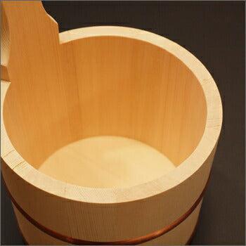 Japanese Cypress Umezawa Hinoki Bath Bucket with handle, designed for daily bath use
