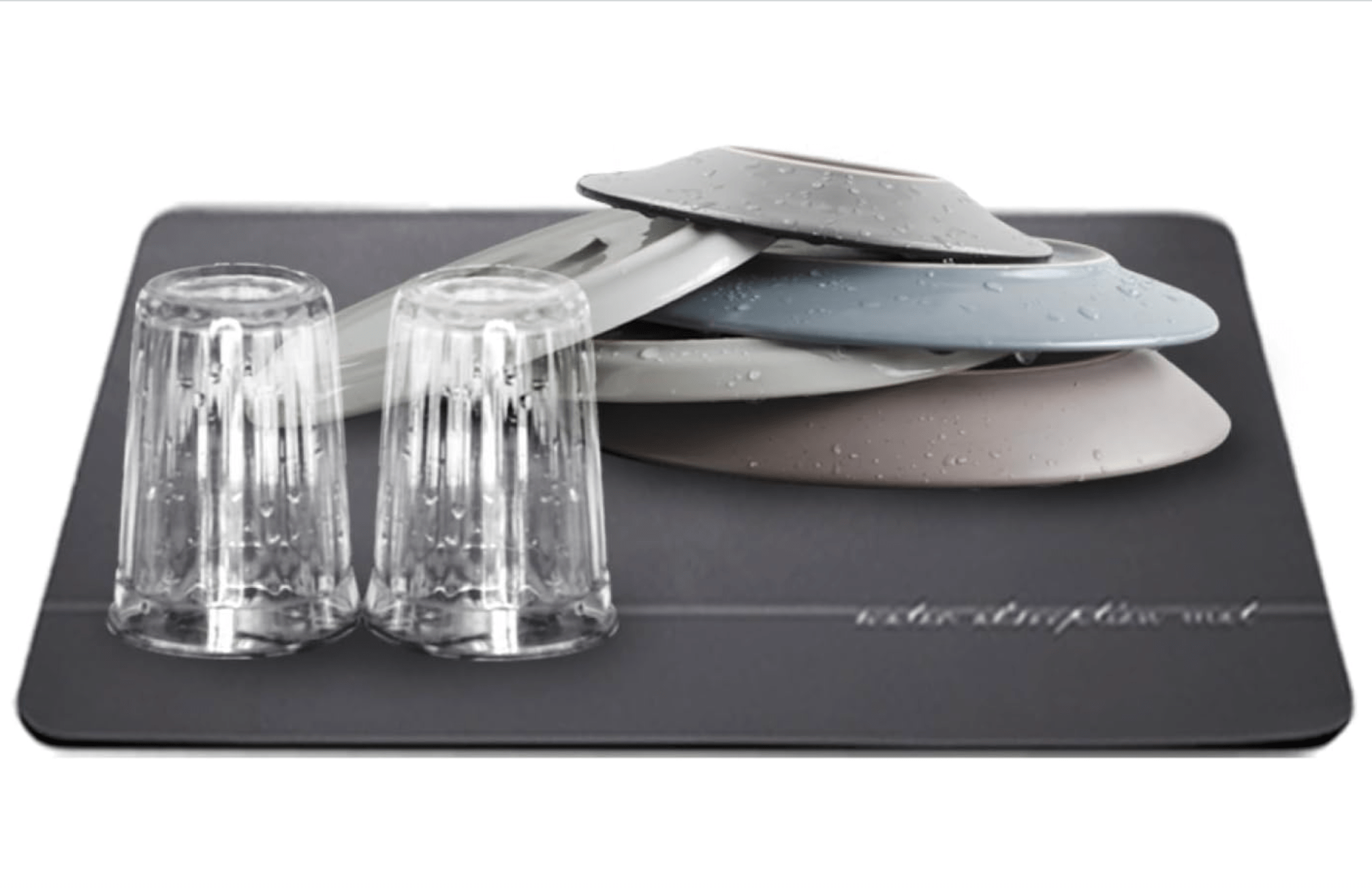 Boomie Diatomaceous Earth Kitchen Drying Mat (40 x 30 cm), Rectangular Gray