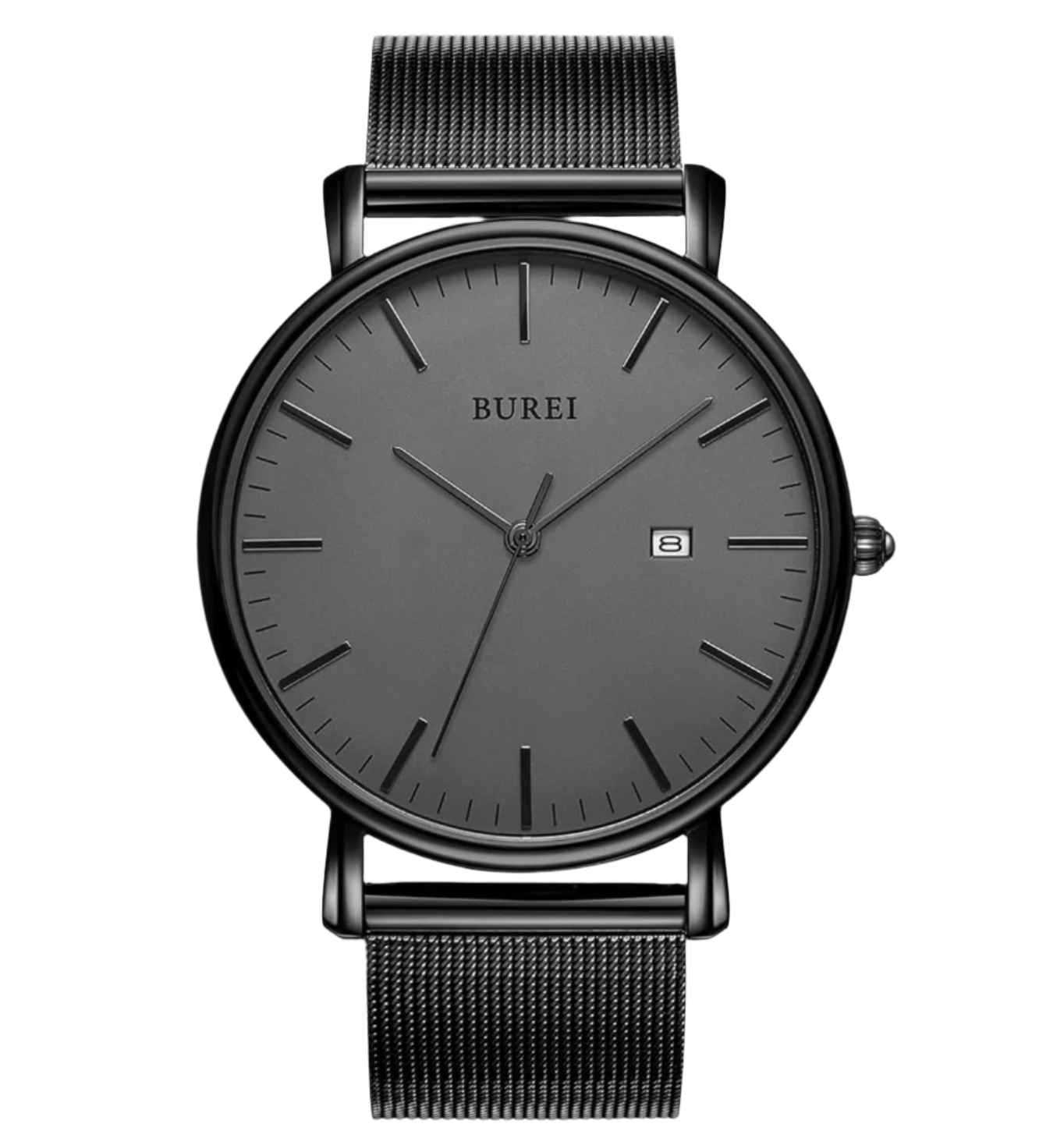 Burei Men's Wrist Watch, Waterproof (Black grey)