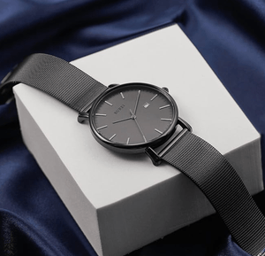 Burei Men's Wrist Watch, Waterproof (Black grey)