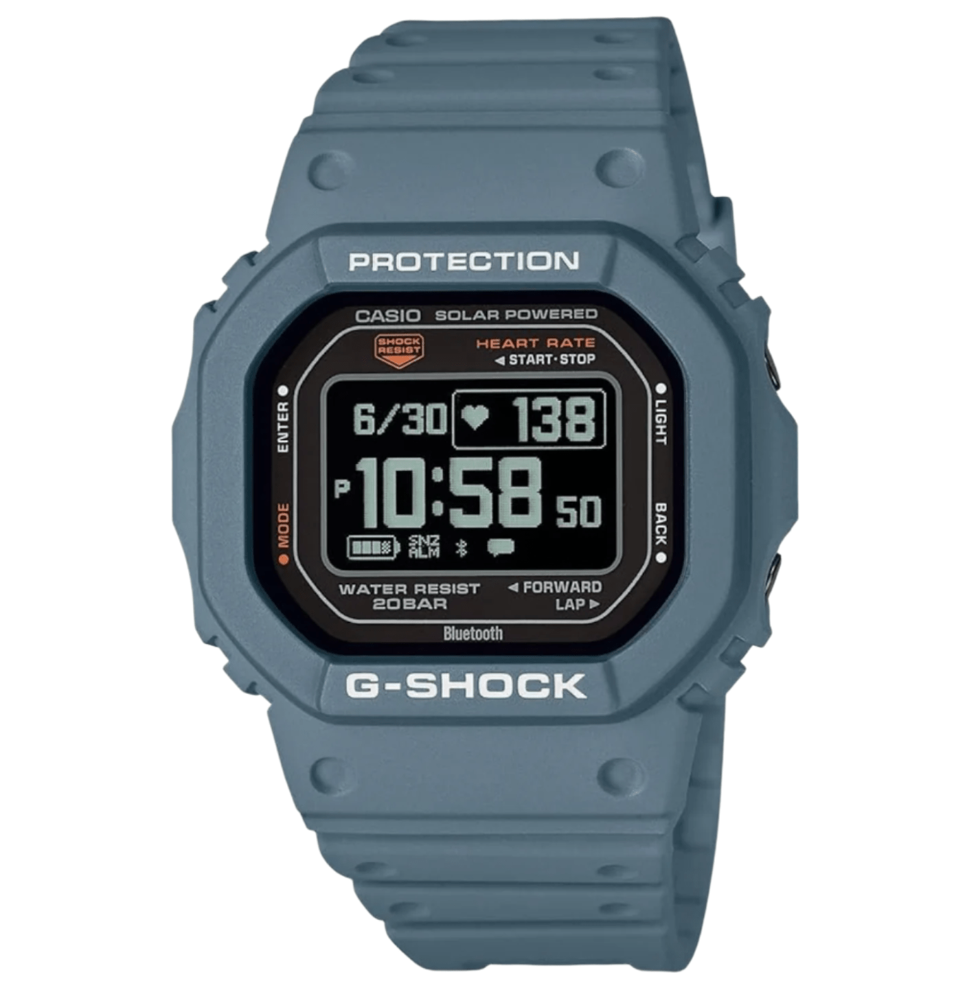 Casio DW - H5600 Resin Bezel Wristwatch, pale, blue