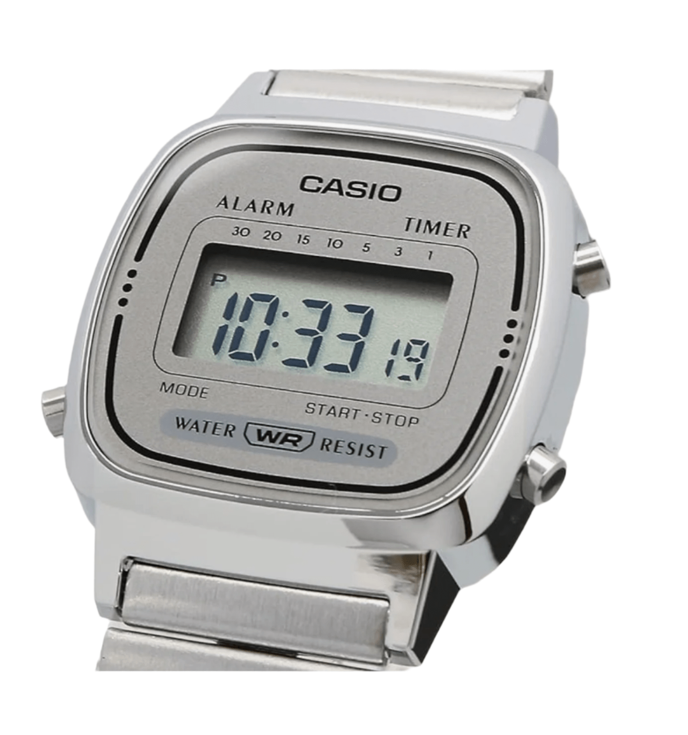 Casio LA670 Series Women's Digital Wristwatch, Silver x Gray LA670WA - 7DF