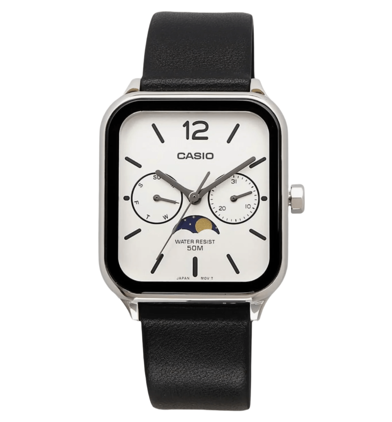 Casio MTP - M3 Series Standard Moon Phase Analog Men's Watch, Silver