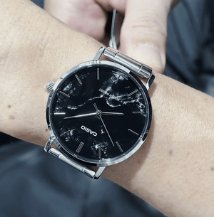 Casio Series Quartz Men's Watch, Black Marble MTP - VT01DM - 1A