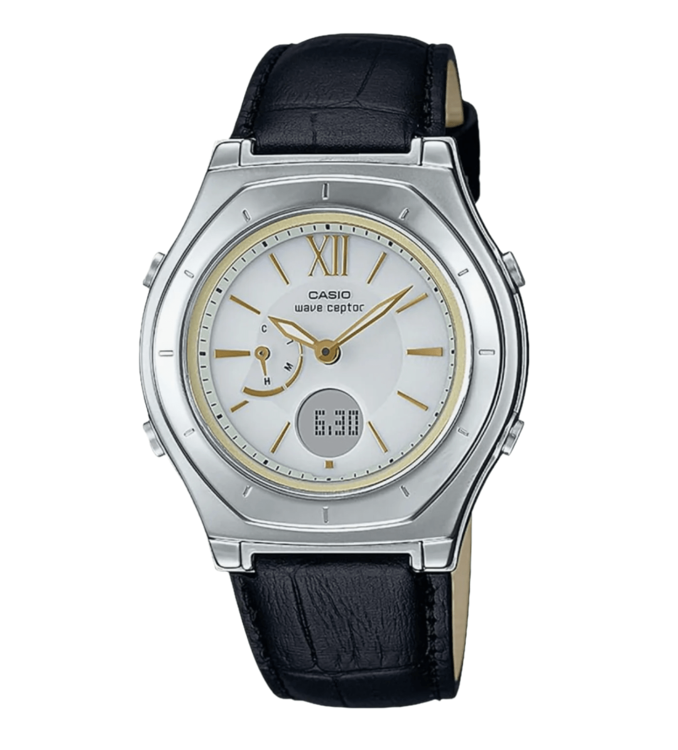 Casio Watch Wave Sceptor LWA - M160 Leather, Black, Radio watch