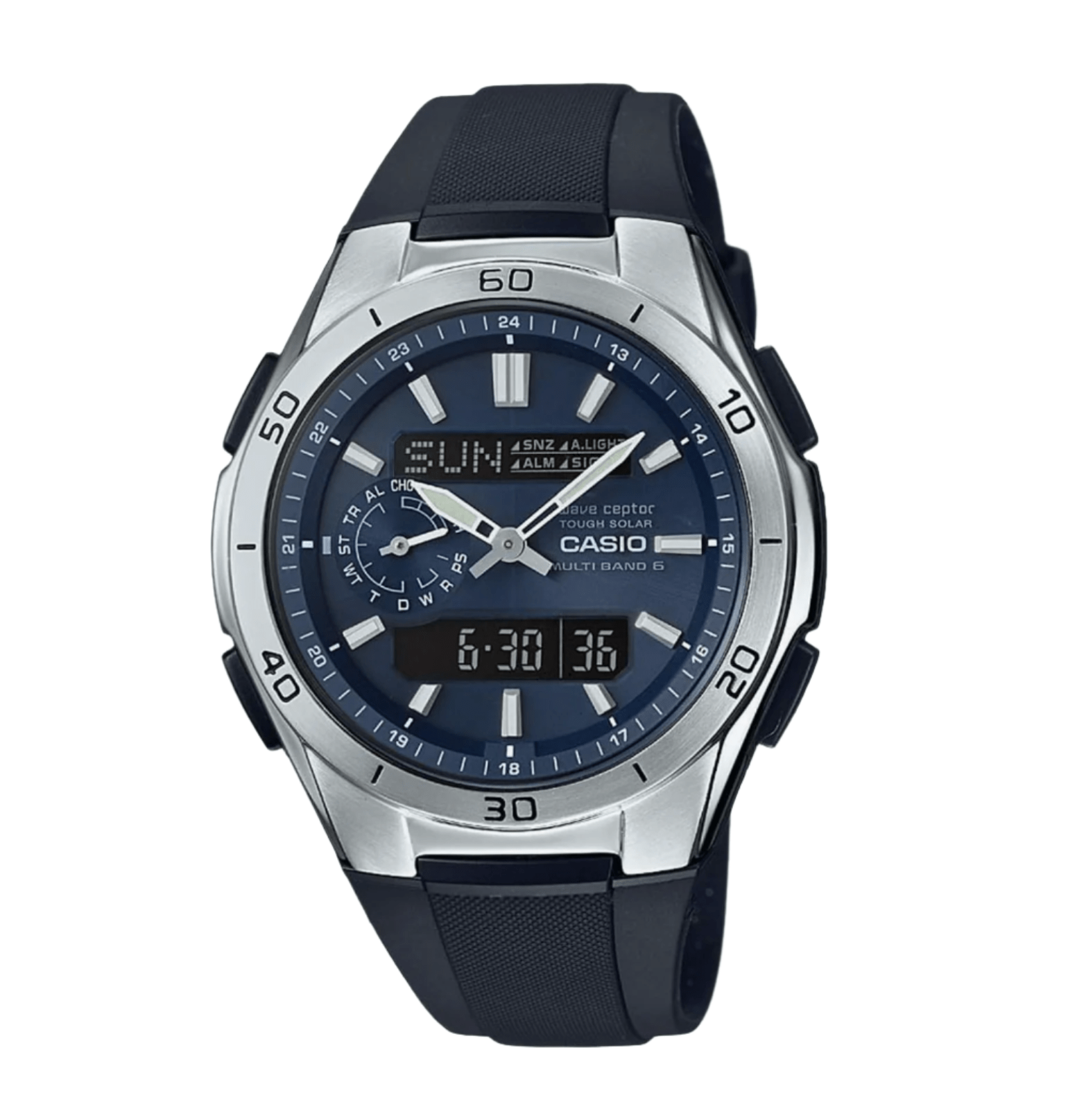 Casio Wave Ceptor WVA - M650 Series Solar Wrist Watch, navy