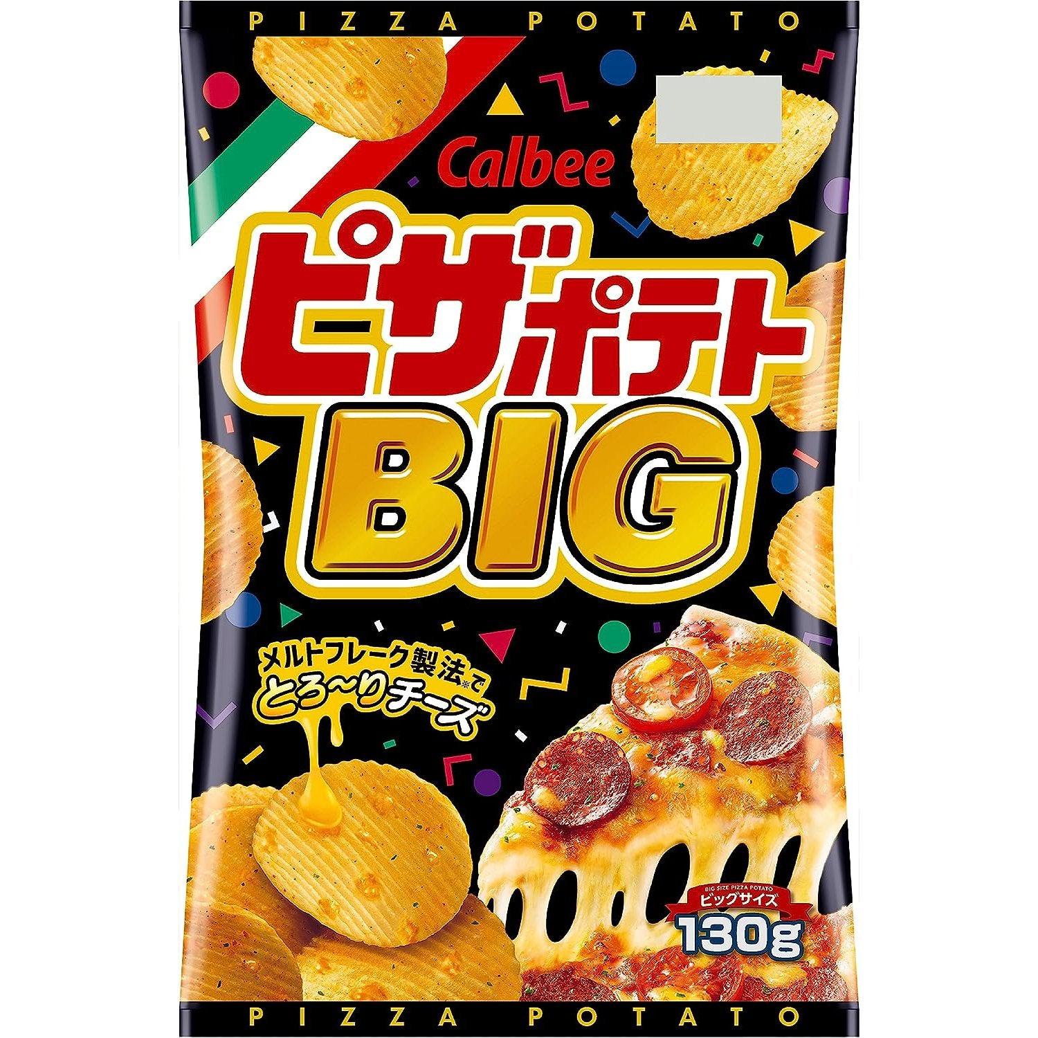 Calbee Pizza Potato Chips Big Bag 130g, rich cheese flavor, ideal for snack lovers