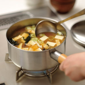 Chitose Stylish Wooden - Handle Saucepan With Lid (IH Compatible) 2.2L