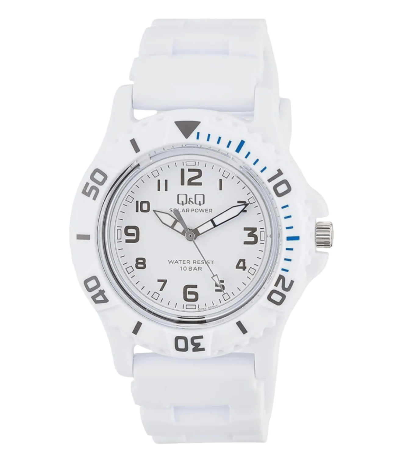 Citizen Q&Q Analog Solar Watch, Water Resistant to 10 ATM, Urethane Strap, (white/white)