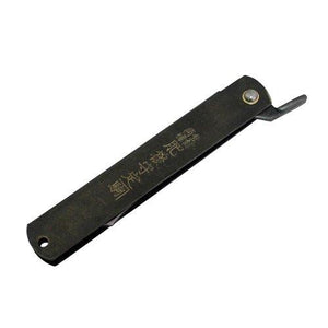 Close-up of Higonokami Zenkou Pocket Knife 215mm, featuring handmade steel blade for durability