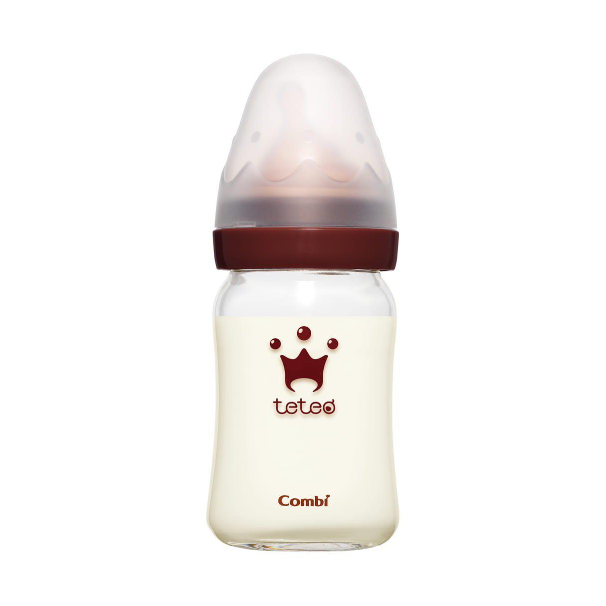 Combi Teteo Baby Bottle Breastfeeding Shaped Glass Bottle 160ml