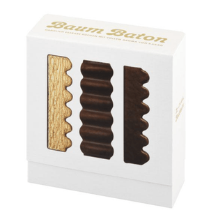 Juchheim Baum Baton 09 box with three chocolate-coated baumkuchen sticks