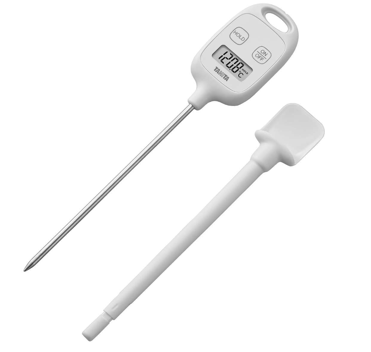 Tanita TTโ583 AWH stick thermometer showing probe and display, ideal for cooking temperature checks