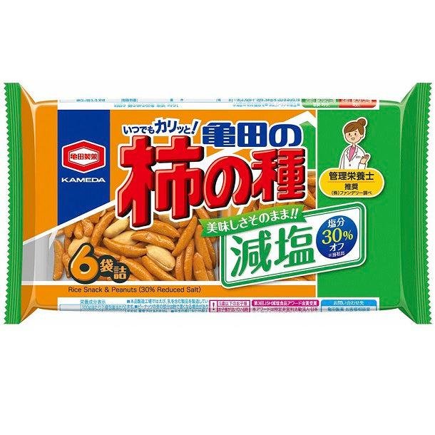 Kameda Kakinotane Low-Sodium Rice Crackers Peanuts Mix 164g x 3 Bags, low-salt Japanese snack