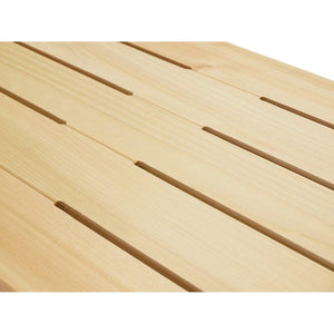 Close-up of Umezawa Wooden Sunoko Bath Mat 55×40cm, smooth Hinoki surface for gentle drying