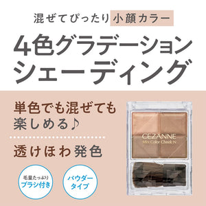Cezanne 4 Color Shading Brown Cheek N 20 with Brush 7.1g