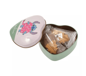 Disney Honolulu Cookie Company Stitch Cookies in a Heart - Shaped Tin: A Sweet Taste of Paradise