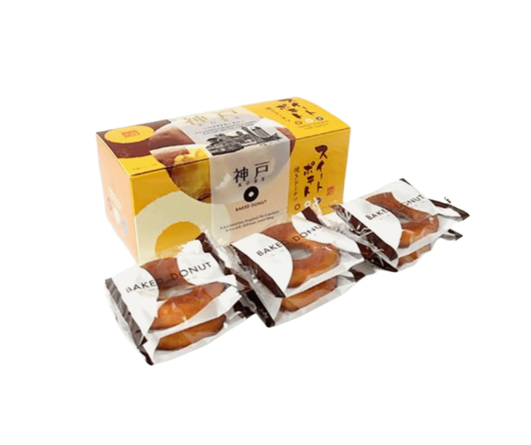 Naniwaya Kobe Sweet Potato Baked Donuts Box of 6 Pieces, soft baked donuts, ideal for gifting or tea time.