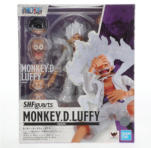 Monkey D. Luffy Gear 5 figure in dynamic pose with wire-jointed limbs (ideal for intense action displays).