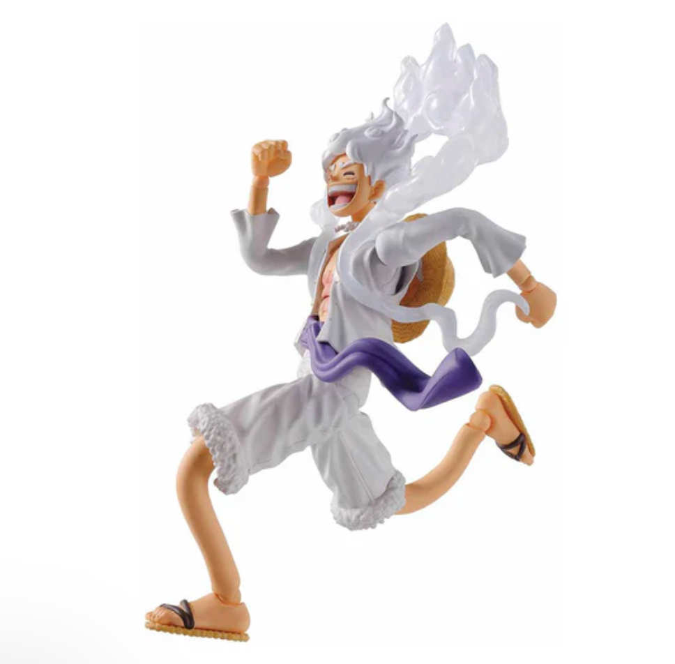 Close-up of Luffy Gear 5 with grinning expression and flowing cloak (shows expression detail).