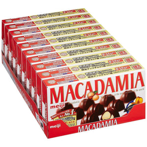 Meiji Macadamia Chocolate Snack (Pack of 10), premium nuts in chocolate, ideal for indulgent snacking