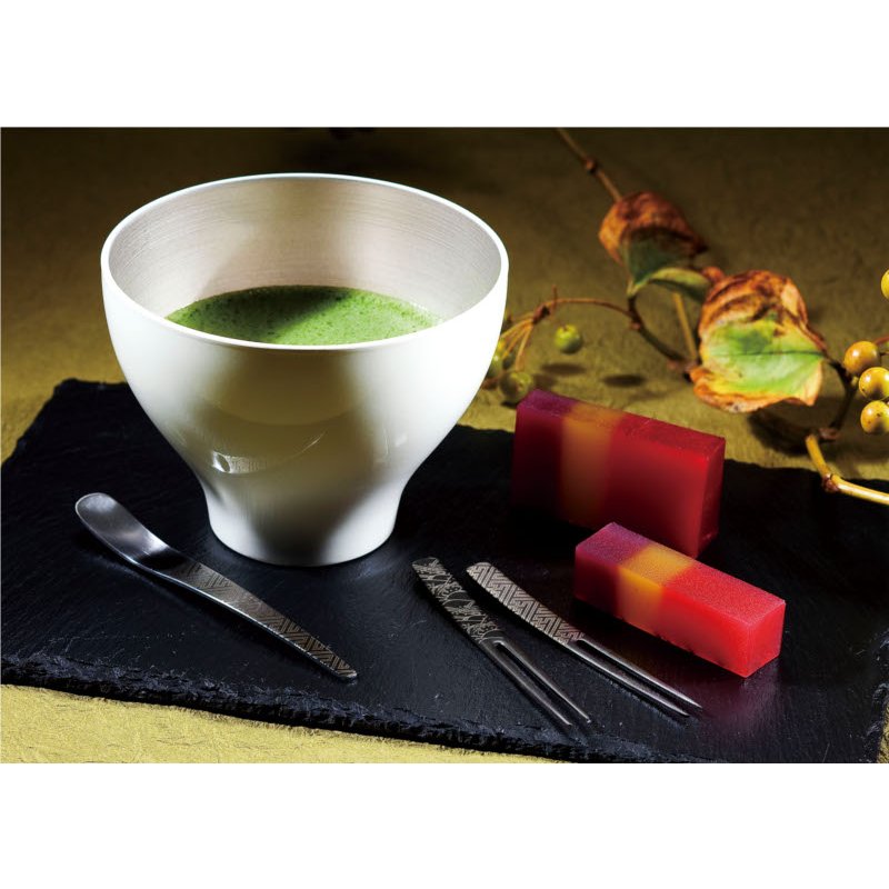 7 Piece Todai Wagashi Pick Fork Set in black oxide steel, designed for traditional Japanese sweets