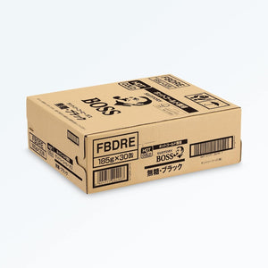 Close-up of Suntory Boss Black Sugar Free Canned Coffee (Pack of 30), 185ml, featuring premium beans for smooth taste