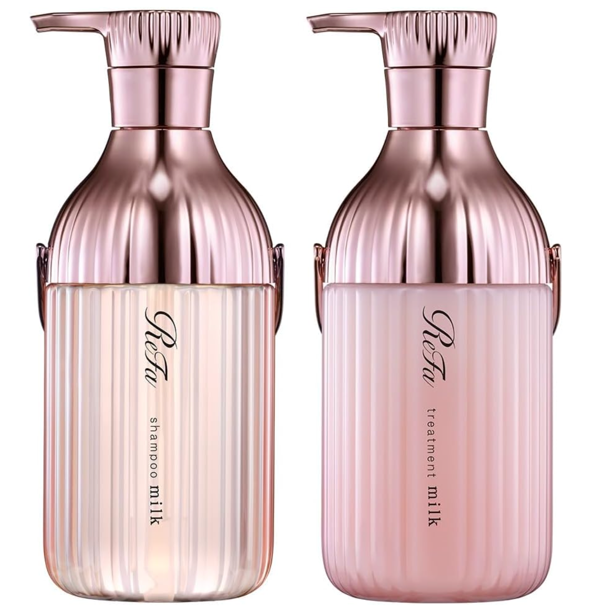 ReFa Milk Protein Pink Shampoo & Treatment Set, 500ml/500g, natural protein formula, ideal for frizzy hair care