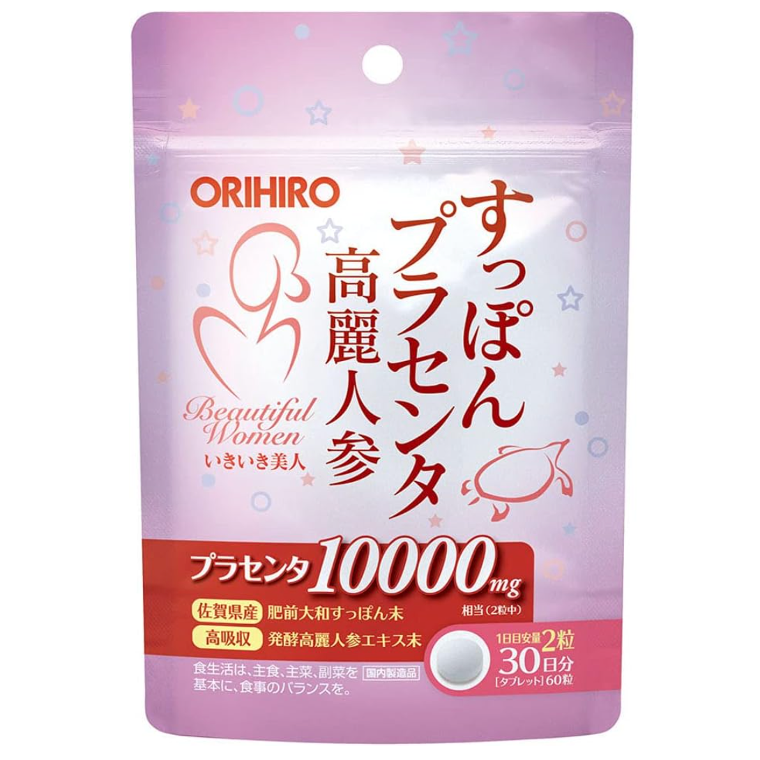 Orihiro Soft-Shelled Turtle Placenta Ginseng Grain, 60 Tablets, natural ingredients, ideal for daily wellness