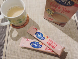 Close-up of Morinaga Eokasan Pregnancy Supplement Milk Tea Flavor, 12 Servings, featuring caffeine-free blend for well-being