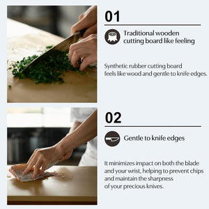 Asahi Cookin' Cut Japan Rubber Cutting Board in 380x210x13mm, quick-drying design, perfect for hygienic kitchen tasks