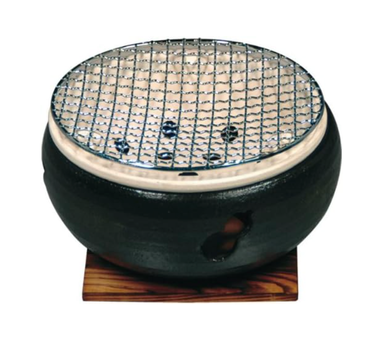 Asahisunred Ceramic Charcoal Konro Grill, 21cm, far-infrared heating, ideal for yakitori grilling