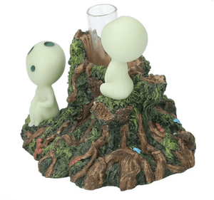 Ghibli Princess Mononoke Glow In The Dark Single Flower Vase in use, glow-in-the-dark effect, perfect for home decor