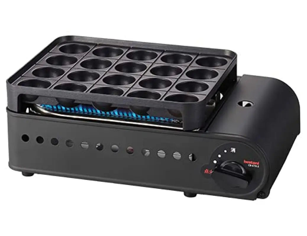 Iwatani Japan Cassette Gas Takoyaki Maker Flame Octopus II CB-ETK-2, 16 holes, non-stick plate, ideal for takoyaki parties