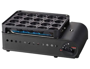 Iwatani Japan Cassette Gas Takoyaki Maker Flame Octopus II CB-ETK-2, 16 holes, non-stick plate, ideal for takoyaki parties
