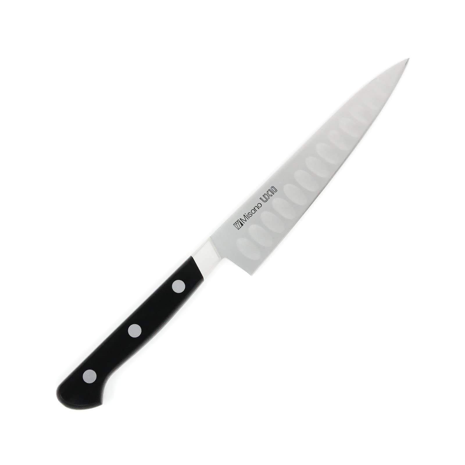 Misono Ux10 Petty Knife (Hollow Edge) Petty 150mm (No.773), hollow edge dimples, ideal for precise vegetable peeling