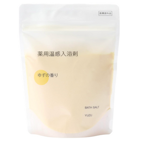 MUJI Medicated Warm Bath Salt Yuzu Scent 360g, natural citrus fragrance, ideal for soothing baths