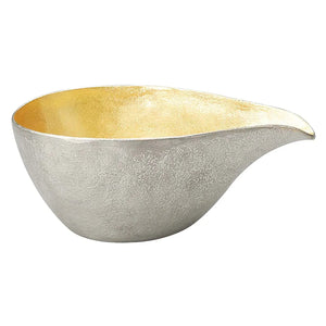 Nousaku Tinware Katakuchi Lipped Sake Server 365ml - Gold, elegant tin design, ideal for sake serving