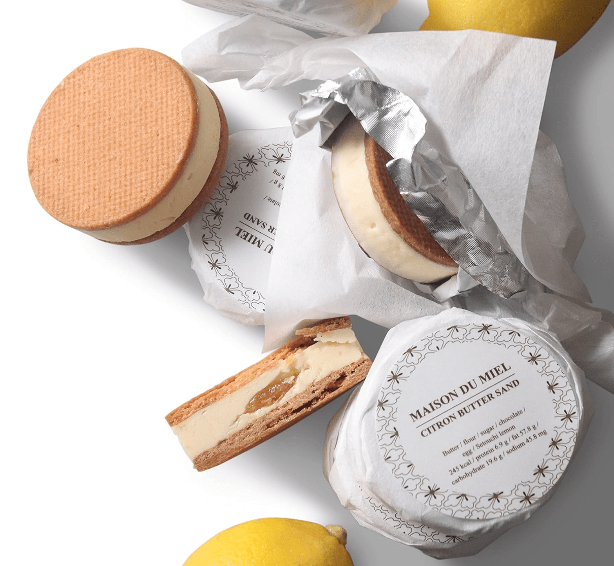 Maison Dumiel Butter Sand, 4 pieces, premium Japanese butter cookies with creamy filling, ideal for elegant snacking