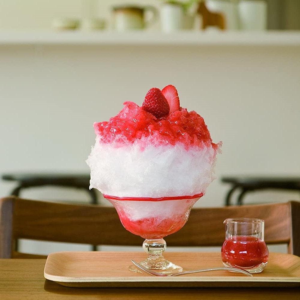 Ikenaga Black Swan Shaved Ice Machine, compact size with hand-crank feature, designed for home dessert lovers