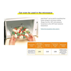 Close-up of Asahi Kasei Saran Wrap 15cm × 50m featuring strong cling performance